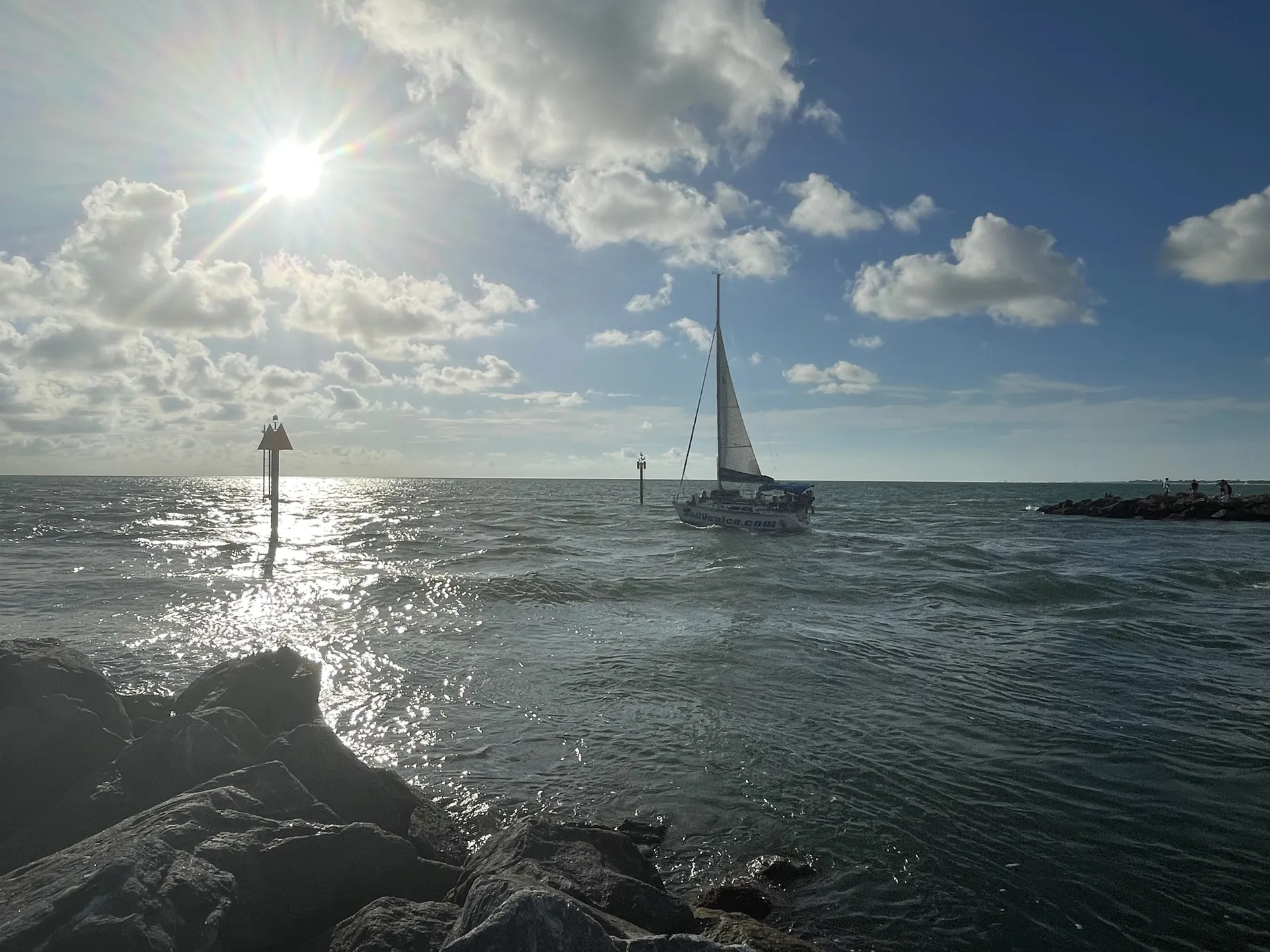 Sailboat on the water off the Gulf coast